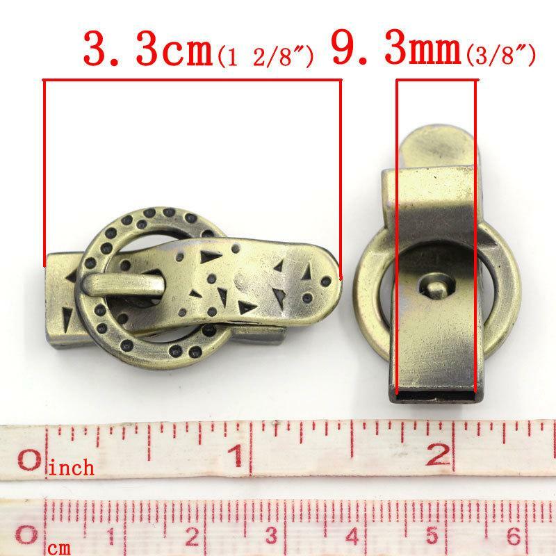 2 Antique Bronze Magnetic Buckle Clasp - 3.3cm x 2.2cm (1 1/4 Inch) - Antiqued