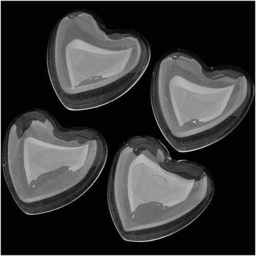 10 - 25mm Clear Glass Heart Cabachons, Glass Heart Shaped Domes