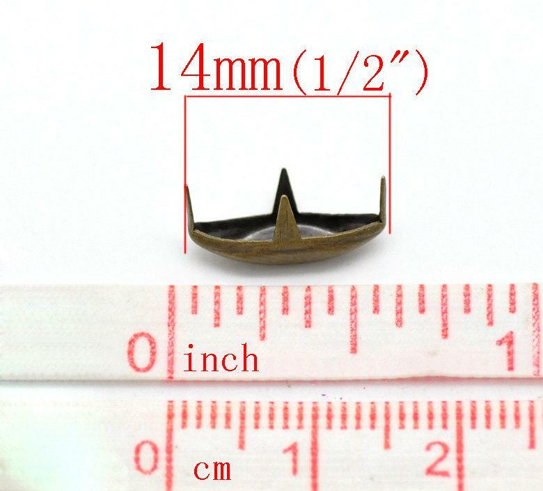 25 Antique Bronze Pointed Oval Rivet Stud Spikes -14mm x 5mm (1/2"x1/4") - Metal