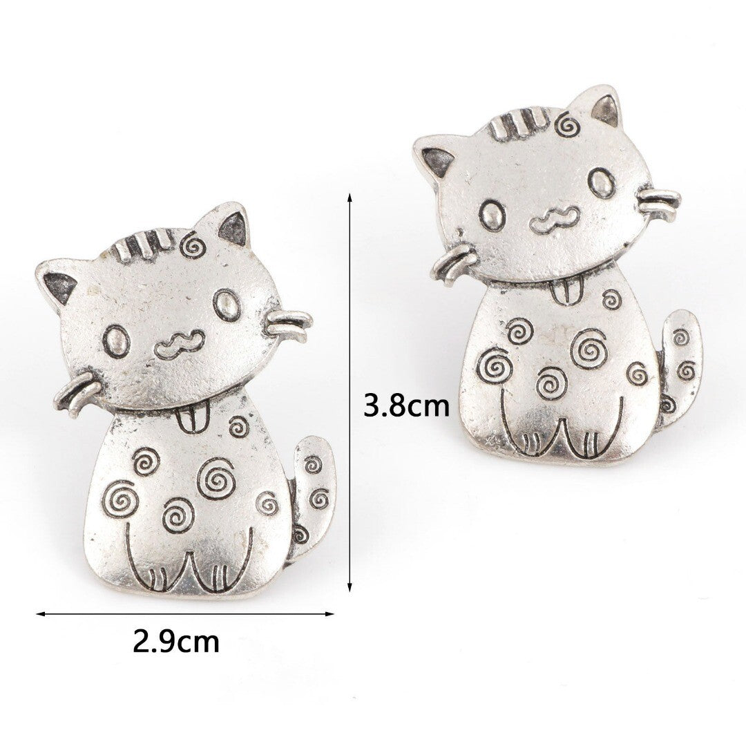 Silver Cat Buttons | Metal Shank Button | Kitty Buttons | Large 38cm Buttons (07