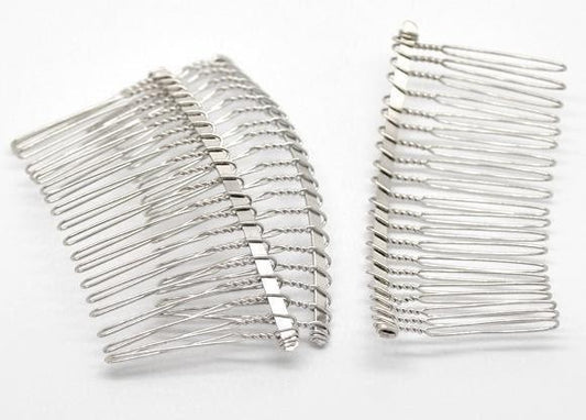 5 Silver Hair Combs - Nickel Free - Lead Free - Wedding Bridal Comb - 78mm x 38m