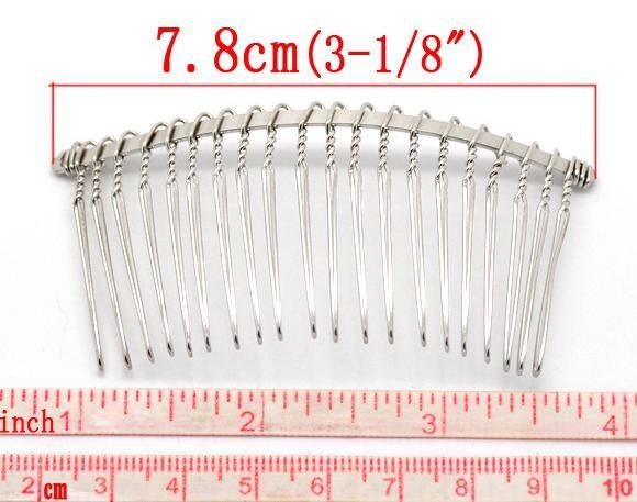 5 Silver Hair Combs - Nickel Free - Lead Free - Wedding Bridal Comb - 78mm x 38m
