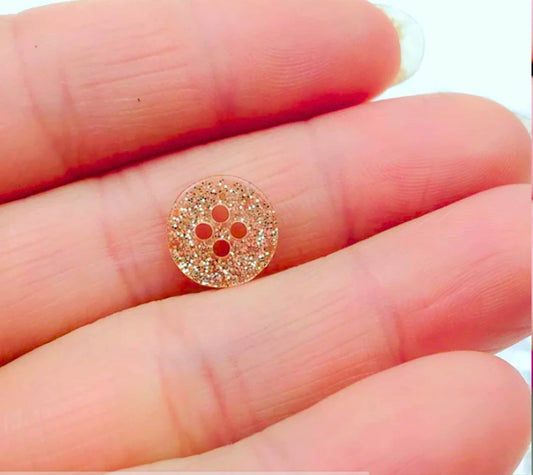 Gold Glitter Buttons - Small 10mm - Gold Shimmer Mini Resin Buttons - Doll Eyes -(butt-gold-10mm-a)