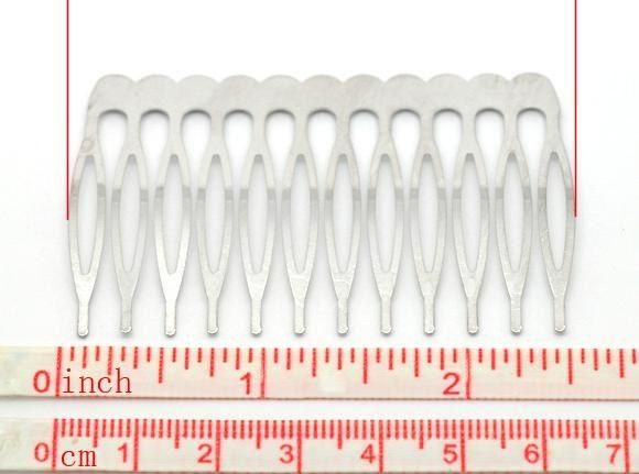 5 Silver Hair Combs - Nickel and Lead Safe - Wedding Bridal Comb - 39mm x 64mm (1.5'' x 2 1/2'') - Hair Clip Accessories (15510)