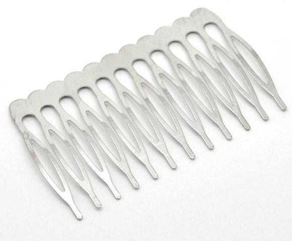 5 Silver Hair Combs - Nickel and Lead Safe - Wedding Bridal Comb - 39mm x 64mm (1.5'' x 2 1/2'') - Hair Clip Accessories (15510)