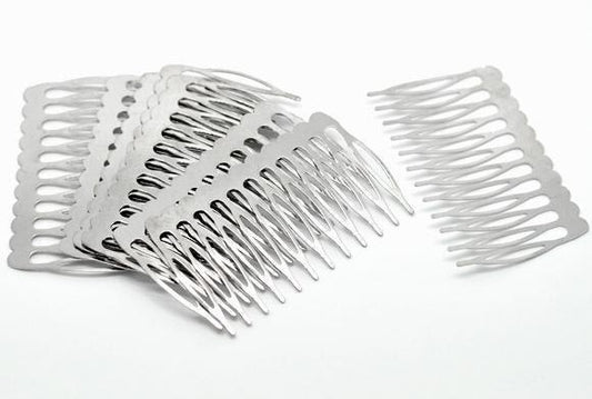 5 Silver Hair Combs - Nickel and Lead Safe - Wedding Bridal Comb - 39mm x 64mm (1.5'' x 2 1/2'') - Hair Clip Accessories (15510)