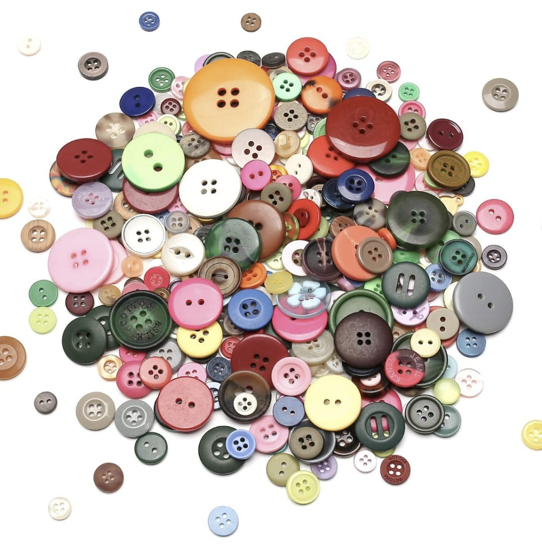 Resin Buttons Assorted Sizes 8mm to 30mm - Multicolor - Rainbow Mix - DIY Craft - Acrylic Button - Crafting - Sewing - Jewelry - Grab Bag (712)
