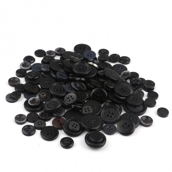 Black Mixed Buttons / Assorted Sizes / Sewing Buttons / Grab Bag / Button Collecting / Crafting / Jewelry (295)