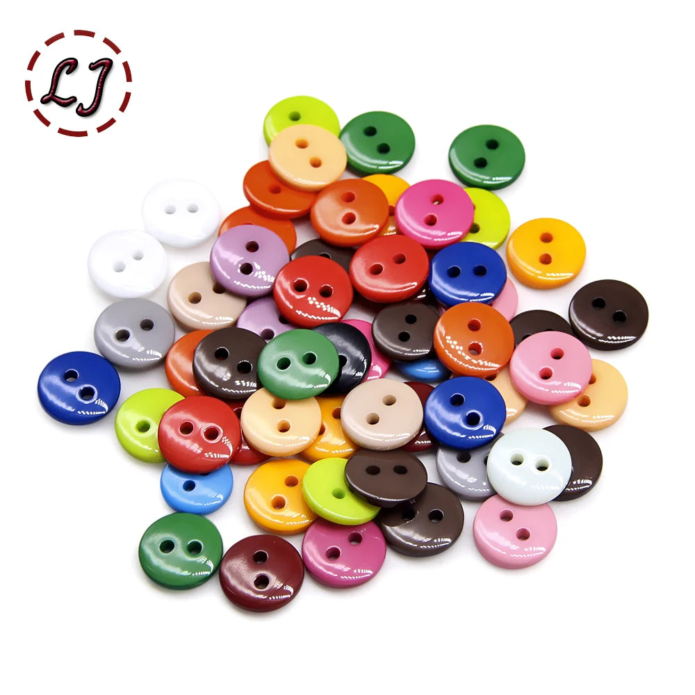 100pcs/lot Resin Button Round - 2 Holes - 9/10/11mm Small button for child - Multi colors for handmade DIY accessories