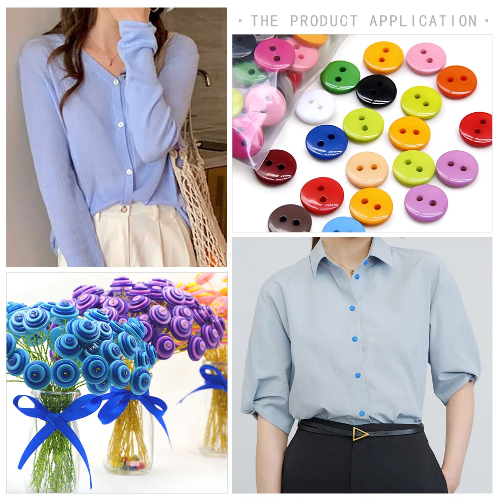 100pcs/lot Resin Button Round - 2 Holes - 9/10/11mm Small button for child - Multi colors for handmade DIY accessories