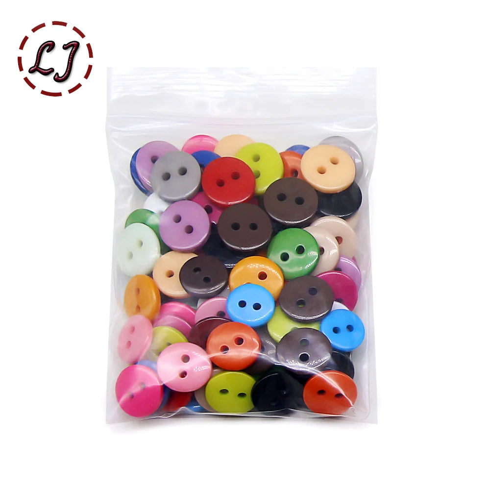 100pcs/lot Resin Button Round - 2 Holes - 9/10/11mm Small button for child - Multi colors for handmade DIY accessories