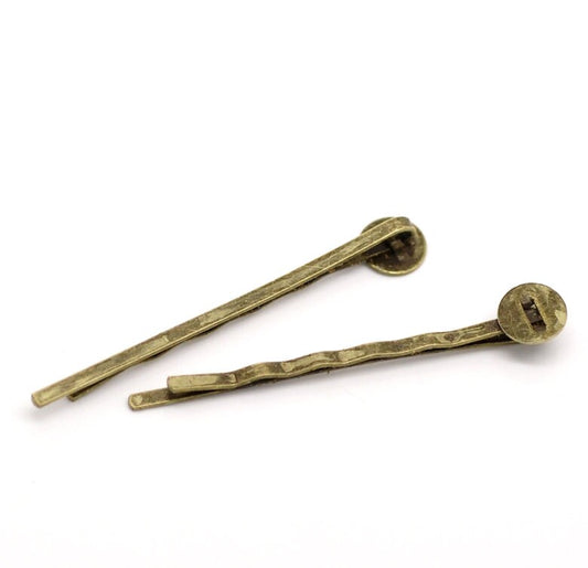 20 Bronze Bobby Pins - 8mm Glue Pad - 50mm (2 inches) - Hair Clip Accessories - Hair Pin - Bronze Bobbie Pin (18047)