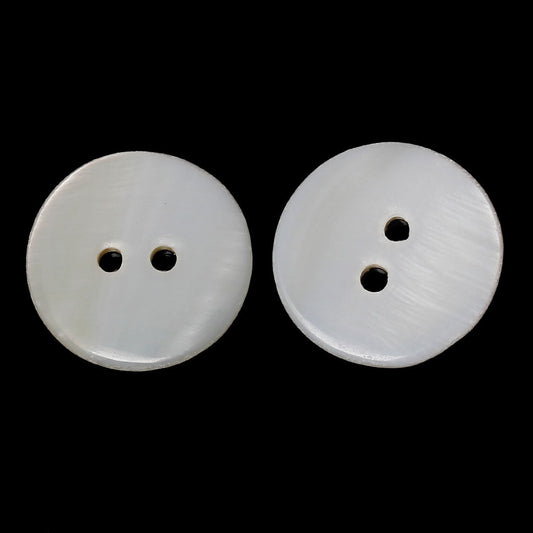 Shell Button - White - 2 Holes - 21 mm - Shell Buttons Sewing Scrap booking (67084)