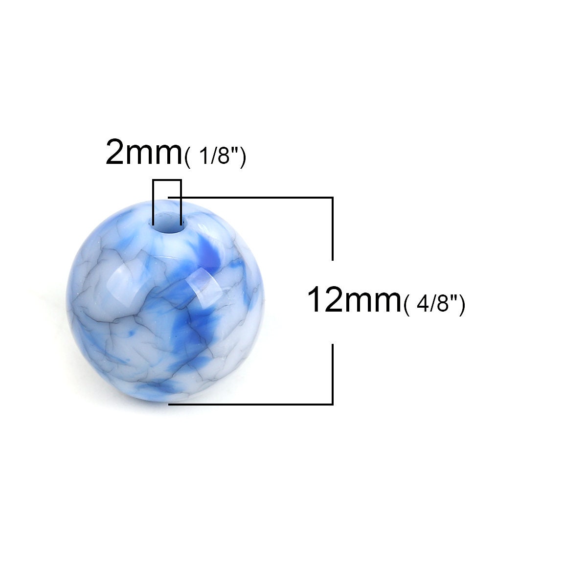 10 Acrylic 12mm (1/2 inch) Beads - MultiColor - Crack Design Bead (0125909)