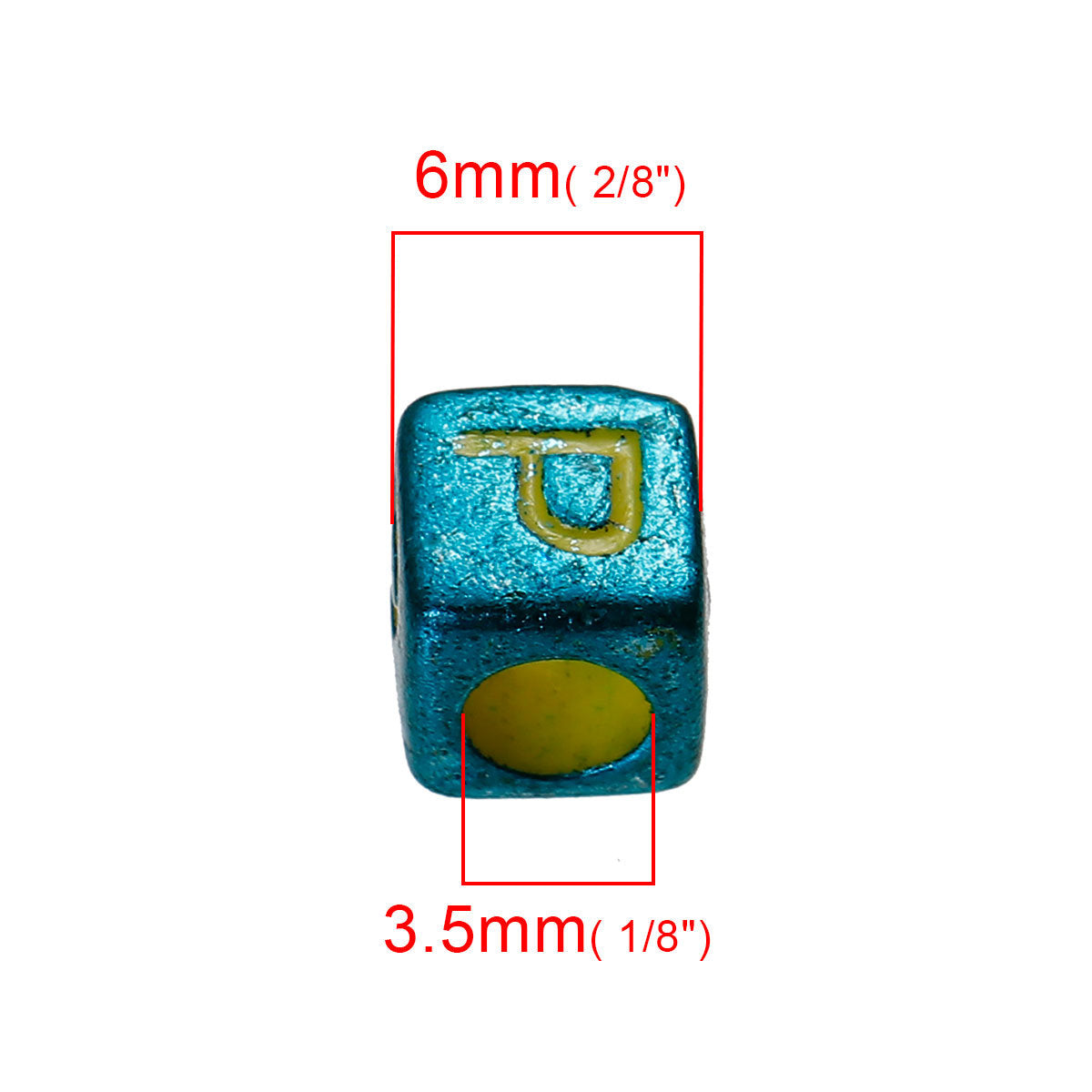 6mm Acrylic Square Spacer Beads -Multi Color at Random Alphabet - Letter Pattern -Approx. 6mm x 6mm, Hole: Approx 3.5mm (520)