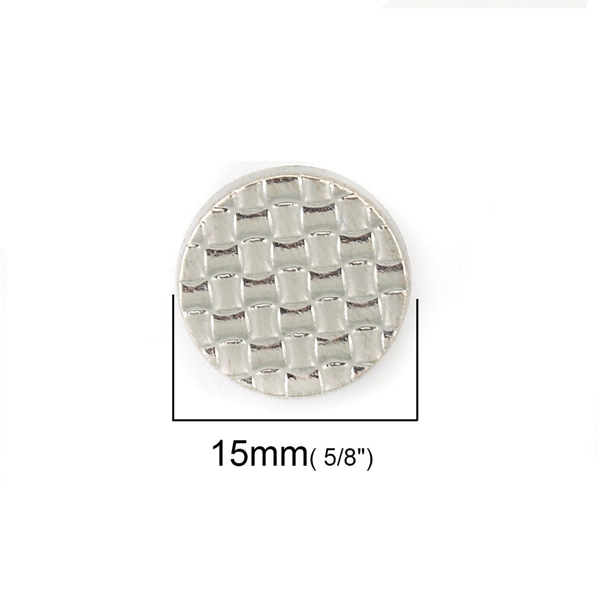 10 Silver, Gold or Black Metal Shank Buttons - 15mm - Grid Checker Design - Lead and Nickel Safe (005-007-008)