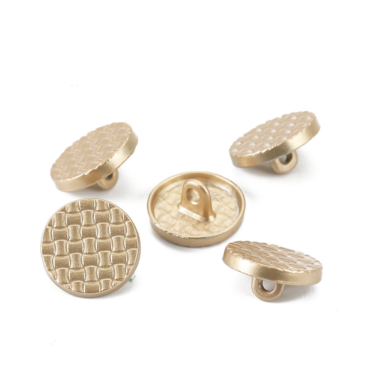 10 Silver, Gold or Black Metal Shank Buttons - 15mm - Grid Checker Design - Lead and Nickel Safe (005-007-008)