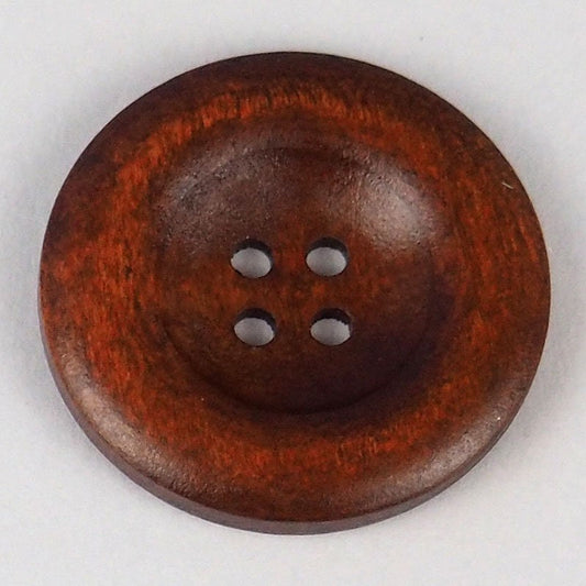 5 Large Dark Brown Wooden Button - 35mm - 1 3/8 inch - 4 hole - Wood Buttons (B21318)