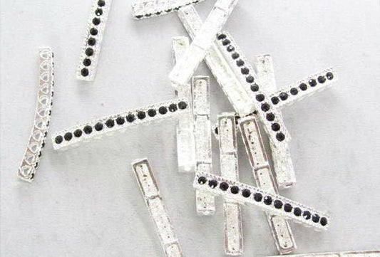 10 Rhinestone Bar Connectors - Randomly Mixed Finishes and Colors - Pave Rhinestone Bar - 40mm x 5 mm