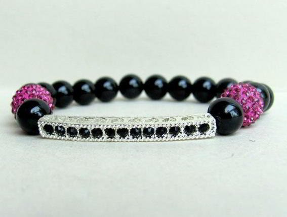 10 Rhinestone Bar Connectors - Randomly Mixed Finishes and Colors - Pave Rhinestone Bar - 40mm x 5 mm