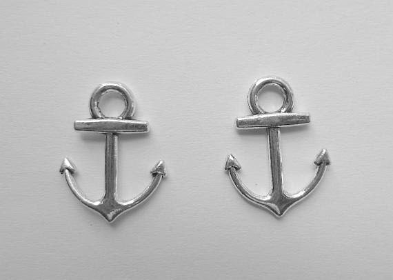 Anchor Connector Charms - Shiny Silver - 18mm x 15mm x 2mm - Cadmium, Nickel, and Lead Free (TIBEP-Q035-23S-NR)