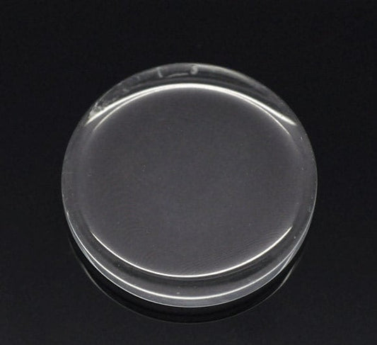 10 - 25mm Clear Glass Cabachons, Glass Round Flat Tiles - Round - 1 Inch (15125)
