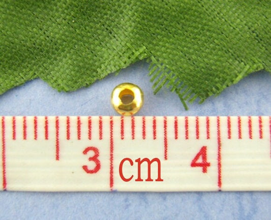 1000 gold plated round smooth beads - 3mm - gold spacer bead (01091)