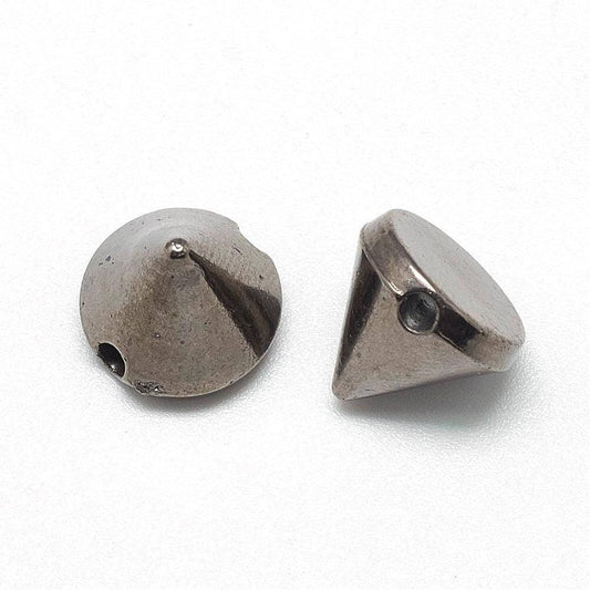 100 gunmetal black acrylic rivet beads, rivets for punk jewelry, cone, 10mm x 10mm, hole: 2mm q054-10mm-b