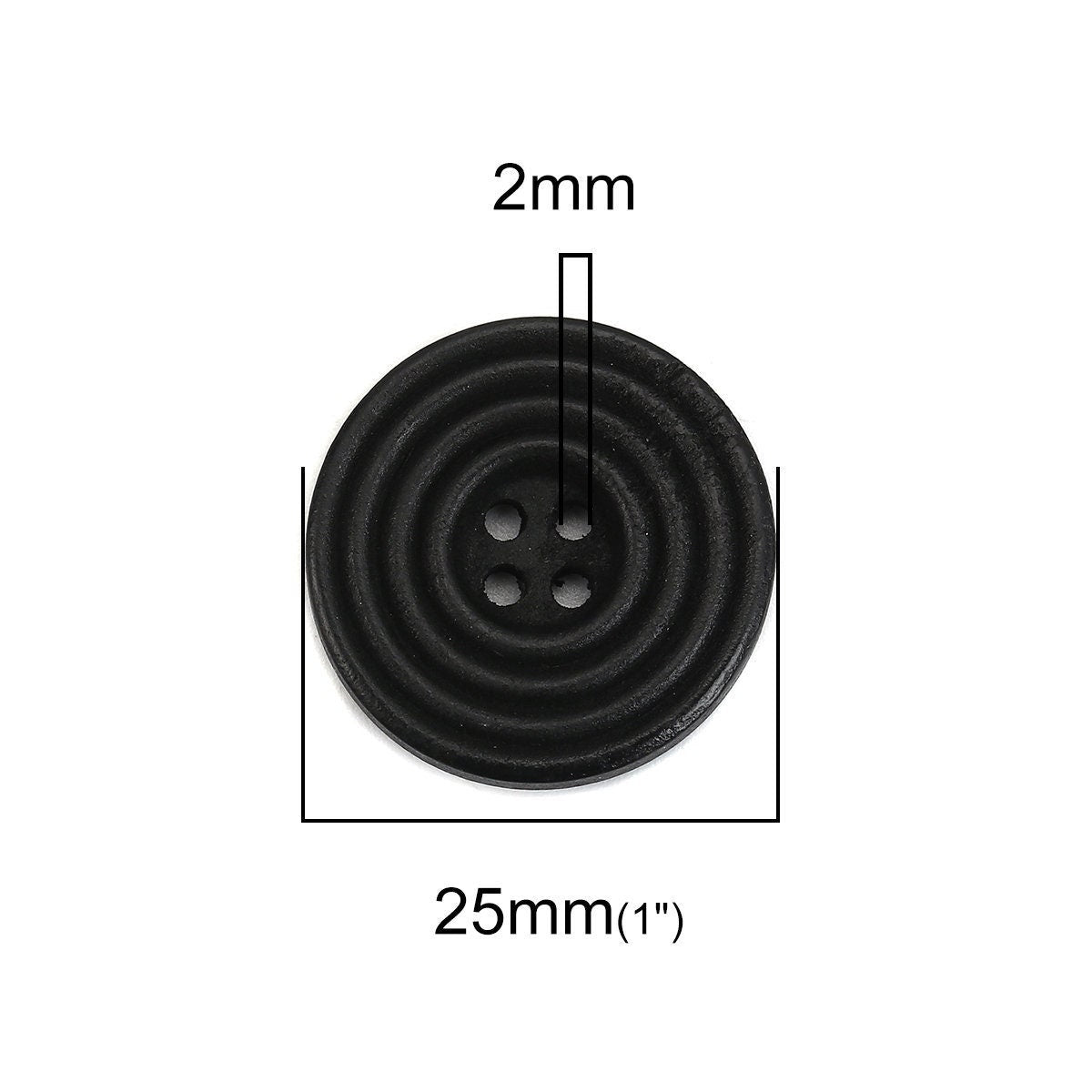 Black wooden buttons - 25mm - 1 inch - 4 hole - wood button (b0125445)
