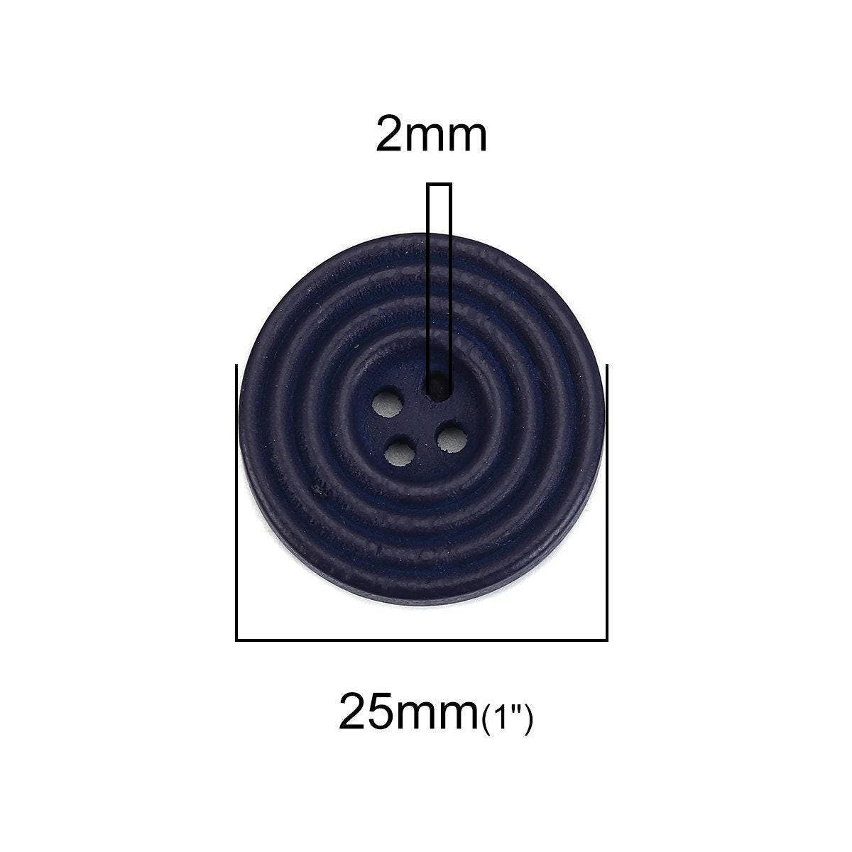 Dark Navy Blue Wooden Buttons - 25mm - 1 Inch - 4 Hole - Wood Button (b0125447)