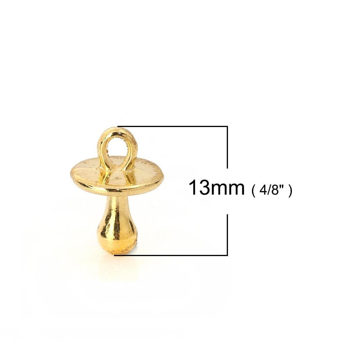 10 Gold Plated Pacifier Baby Charm Pendant - Gold Plated - Lead and Nickel Free - 13mm x 9mm (1/2" x 3/8") B0112592