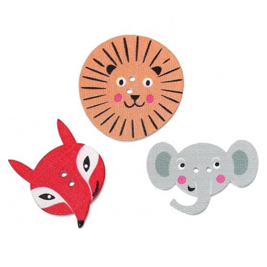 Animal Wood Buttons,Novelty Notions, Randomly Mixed Buttons, Cute Animal Button Embellishments, Craft Buttons, hedgehog buttons,bunny (17)