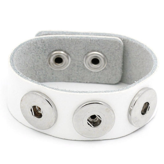 1 Chunk Noosa White Leather Bracelet - 24cm x 2.4cm (91/2" x 1") - Popper Snap on - Genuine Leather Chunk Bracelet (27913)