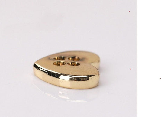 Gold Heart Buttons With Rhinestones - 12mm X 10mm - 2 Hole - Mini Gold Heart Button (221)