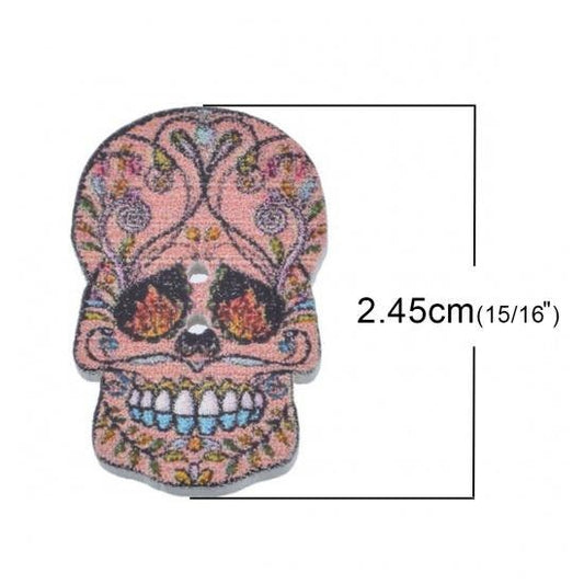 Halloween Buttons 25mm | Day Of The Dead | Wood Button | Set Of 5 Or 10 |novelty Buttons | Sewing Buttons | Wood Craft Buttons | Fall Button
