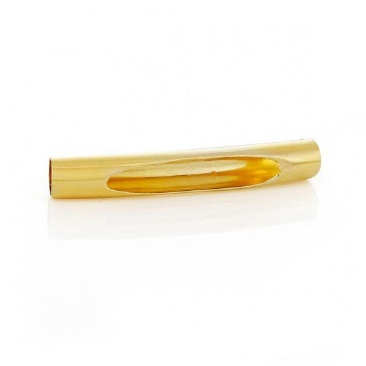 Gold Finish Tube Beads - Curved With Opening - 31mm X 5mm - Noodle Gold Tube Bead - Lead Nickel Safe (b45179-b)