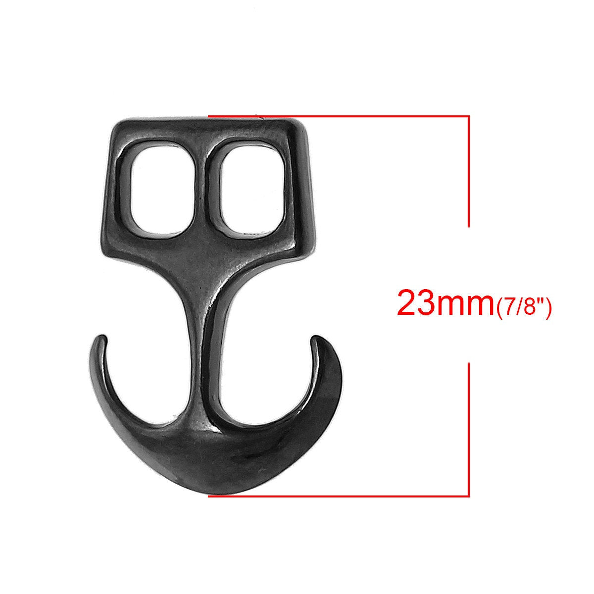 Gunmetal Anchor Clasp Connector - Black - 23mm x 16mm (7/8" x 5/8") - Black Anchor Clasp for Leather - Clasps for Leather Finding (74890)