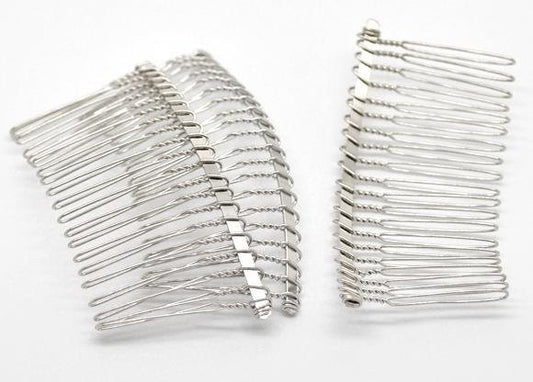 5 Silver Hair Combs - Nickel Free - Lead Free - Wedding Bridal Comb - 78mm x 38mm (3 inch x 1.5 inch) - Hair Clip Accessories (17122)