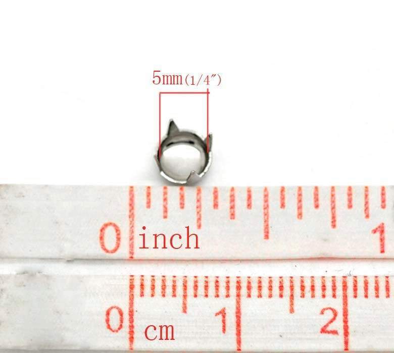 100 Silver Tone Round Spike Rivet Studs Spots - 5mm x 5mm (2/8") - Metal -  Rive