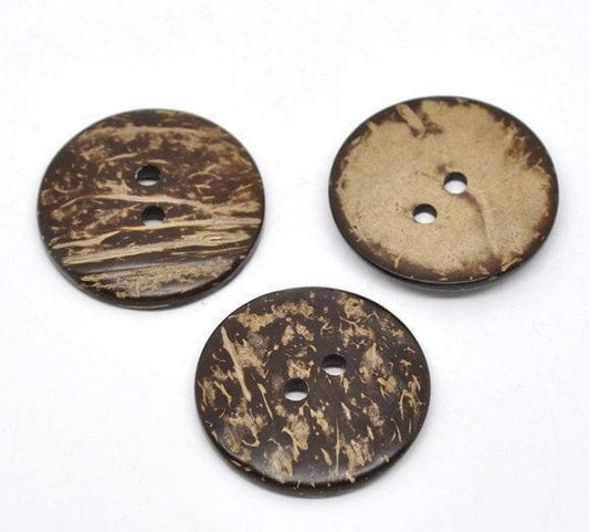 5 Large Wooden Buttons - 1.5 inch - 38mm - Wood Buttons -  Coconut Wood  B13837