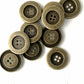 10 - 25mm Antique Bronze Metal Button - 4 Holes - 25mm (1 inch) - Sewing Metal B