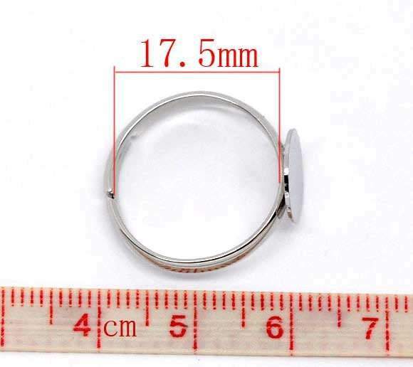 20 Adjustable Ring Base - Silver Finish - Lead Nickel Free -  18mm - Pad 10mm