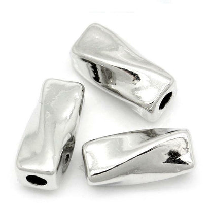 10 Silver Slider Spacer Beads - 9mm x 4mm - Silver Tube Bead for Leather Cord or