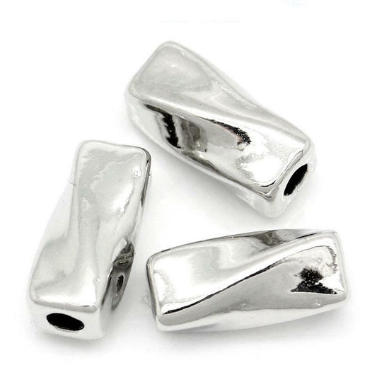 10 Silver Slider Spacer Beads - 9mm x 4mm - Silver Tube Bead for Leather Cord or