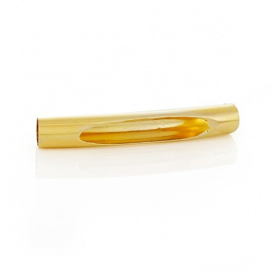 Gold Finish Tube Beads - Curved with Opening - 31mm x 5mm - Noodle Gold Tube Bea