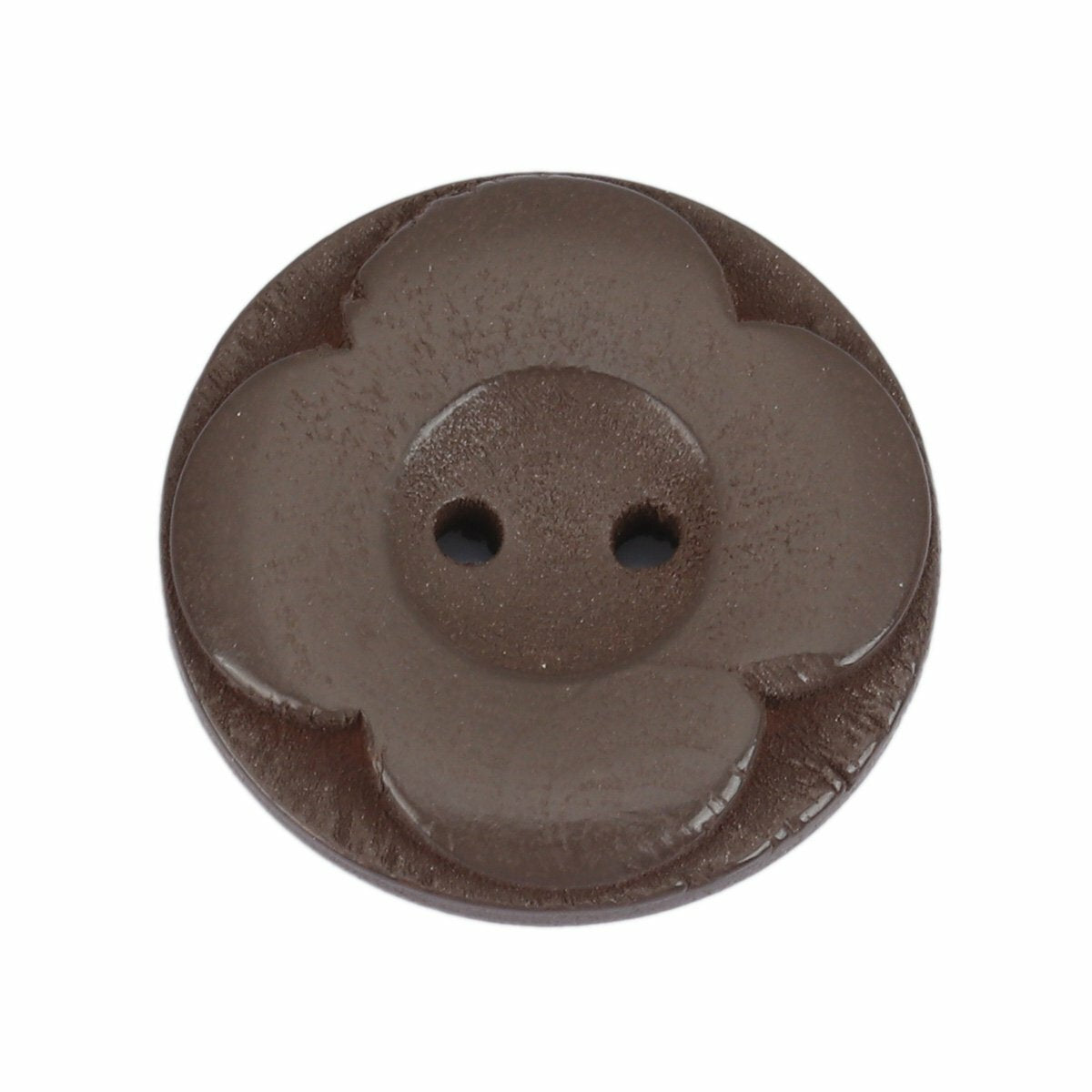 Dark Brown Carved Wooden Buttons - Carved Flower - 25mm (1 inch) - 2 Holes