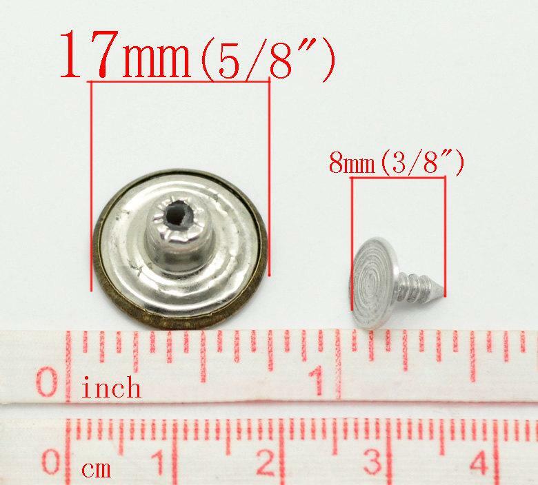 10 Silver Metal Jean Tacks - Jean Buttons -  17mm x 8mm - Metal - Screw Back - N