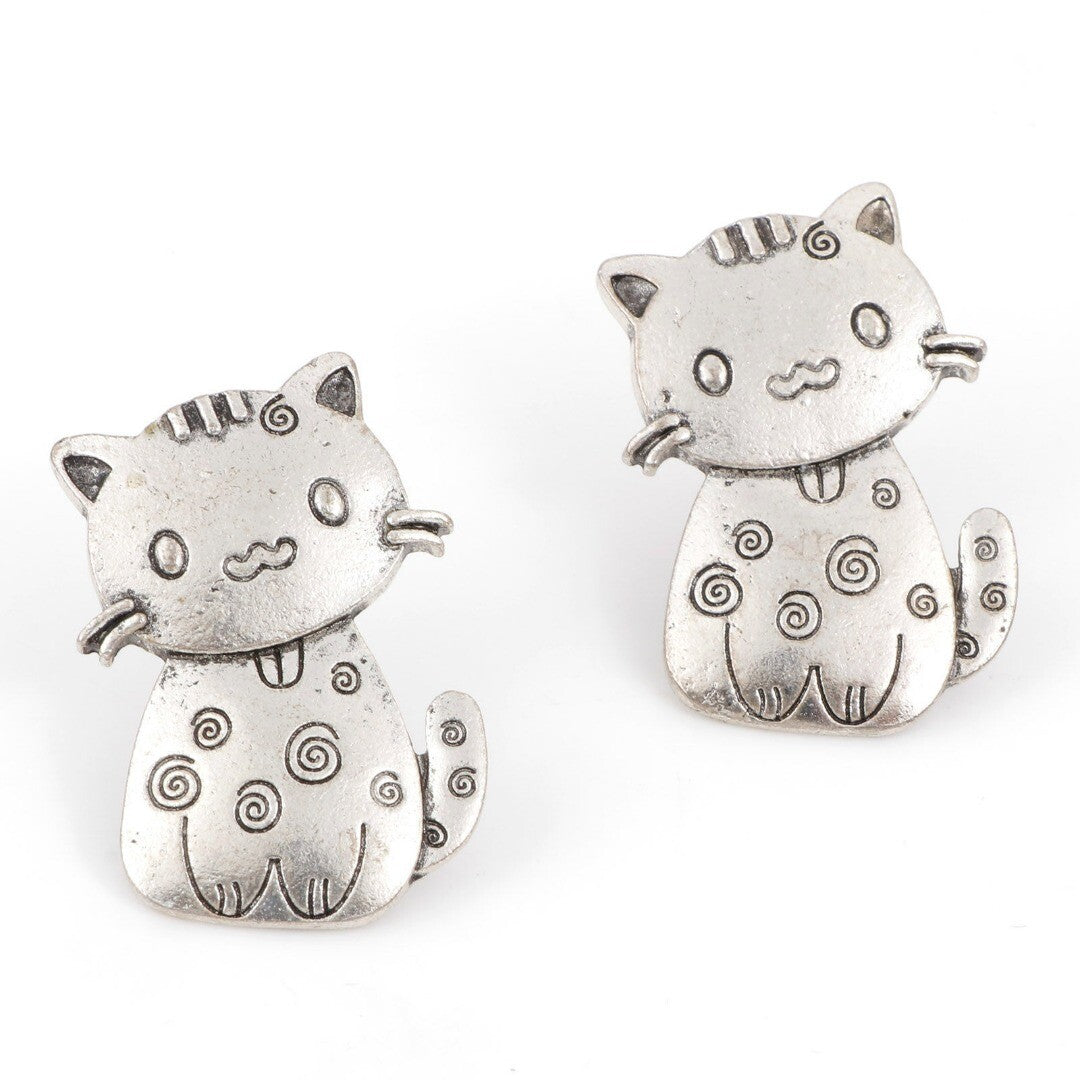 Silver Cat Buttons | Metal Shank Button | Kitty Buttons | Large 38cm Buttons (07