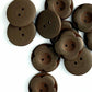 Dark Brown Carved Wooden Buttons - Carved Flower - 25mm (1 inch) - 2 Holes
