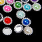2 Mixed Color Pearl Rhinestone Flatback Button - Silver - 20mm Metal Embellishme